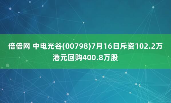 倍倍网 中电光谷(00798)7月16日斥资102.2万港元回购400.8万股